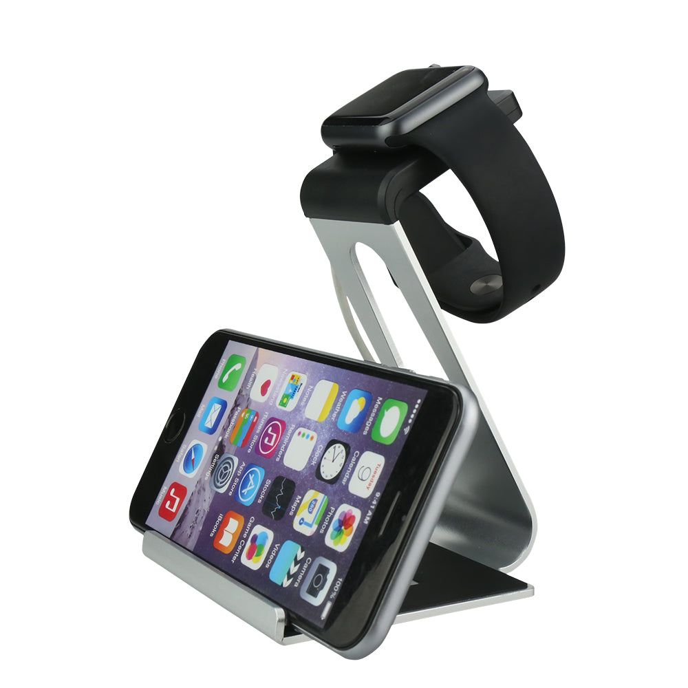 LUVVITT Dual Charging Stand for Apple Watch and iPhone (LUV-1036) - Silver