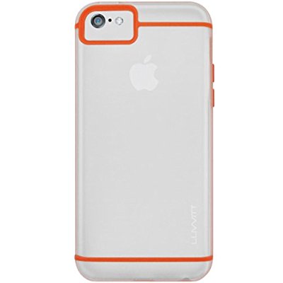 LUVVITT HYBRID Slim Clear Back Case with Bumper for iPhone 5C - Clear / Orange