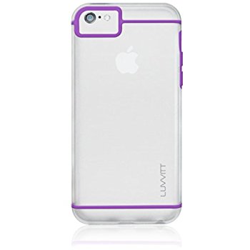 LUVVITT HYBRID Slim Clear Back Case with Bumper for iPhone 5C - Clear / Purple