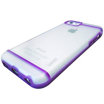 LUVVITT HYBRID Slim Clear Back Case with Bumper for iPhone 5C - Clear / Purple