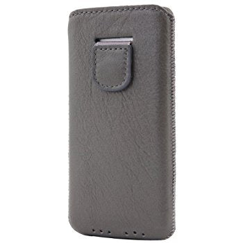 LUVVITT Genuine Leather Pouch Case for iPhone 5 / 5S / 5C - Gray/Pink/White