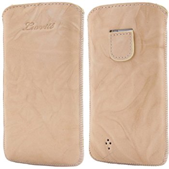 LUVVITT Genuine Leather Pouch for Samsung Galaxy S4 - Beige