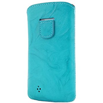 LUVVITT Genuine Leather Pouch for Samsung Galaxy S4 - Turqoise