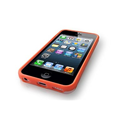 LUVVITT HYBRID Slim Clear Back Case with Bumper for iPhone 5C - Clear / Orange