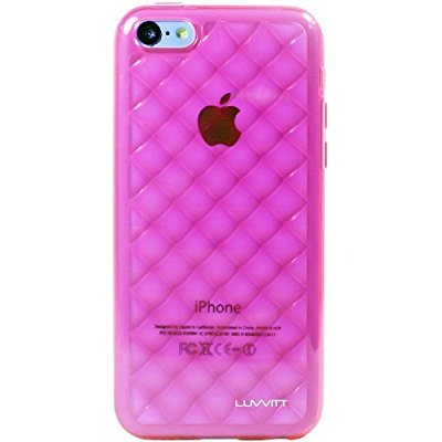 LUVVITT 3D JEWEL Soft Slim TPU Case / Cover for iPhone 5 C - Transparent Pink