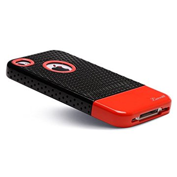 LUVVITT RESPIRA Hard Shell Case for iPhone 4 & 4S - Black/Red