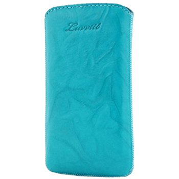 LUVVITT Genuine Leather Pouch for Samsung Galaxy S4 - Turqoise