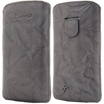 LUVVITT Genuine Leather Pouch for Samsung Galaxy S4 - Gray