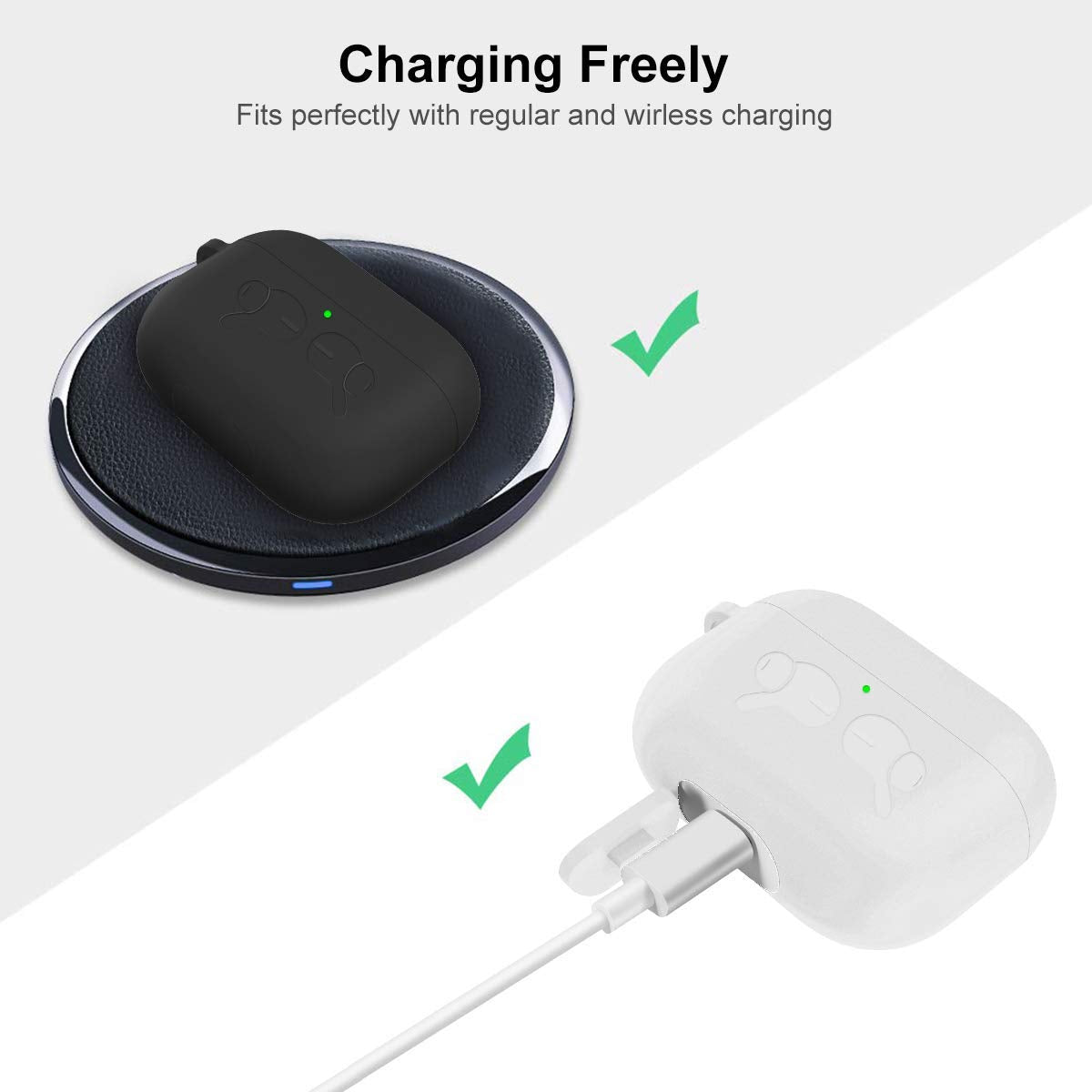 Luvvitt Durable Case with Key Ring Designed for Apple Airpods Pro Case (2019) - Black