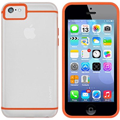 LUVVITT HYBRID Slim Clear Back Case with Bumper for iPhone 5C - Clear / Orange