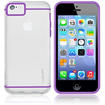 LUVVITT HYBRID Slim Clear Back Case with Bumper for iPhone 5C - Clear / Purple