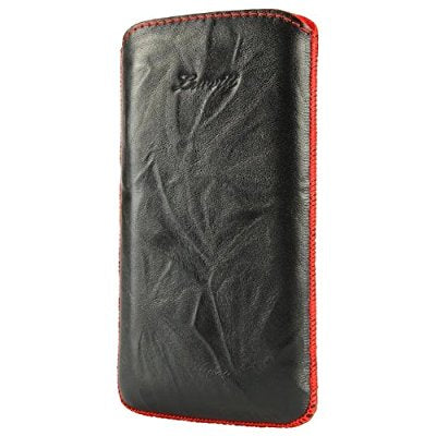 LUVVITT Genuine Leather Pouch for Samsung Galaxy S3 SIII - Black / Red