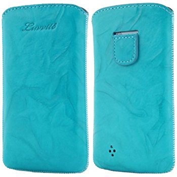 LUVVITT Genuine Leather Pouch for Samsung Galaxy S4 - Turqoise