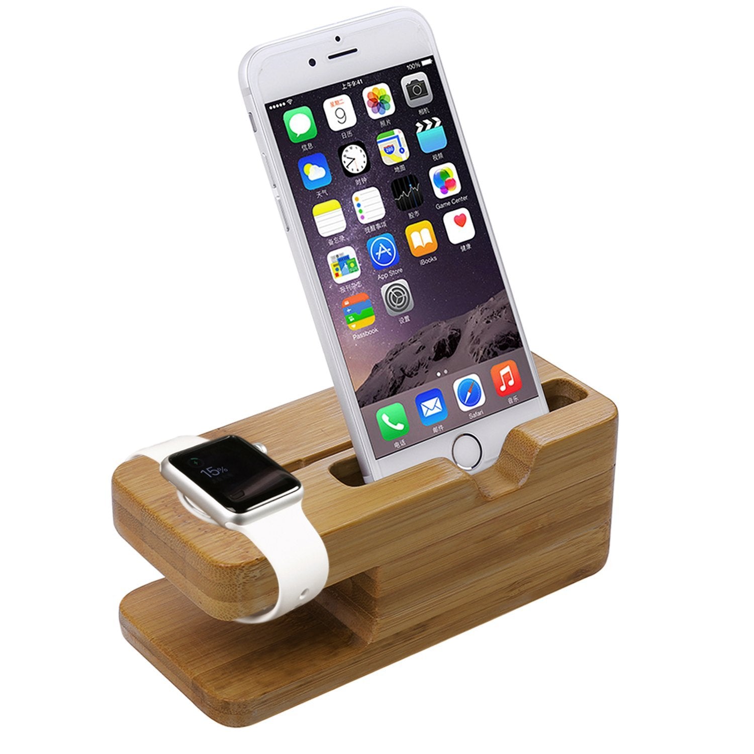 LUVVITT® Apple Watch Bamboo Wood Charging Stand / Docking Station (LUV-1033)