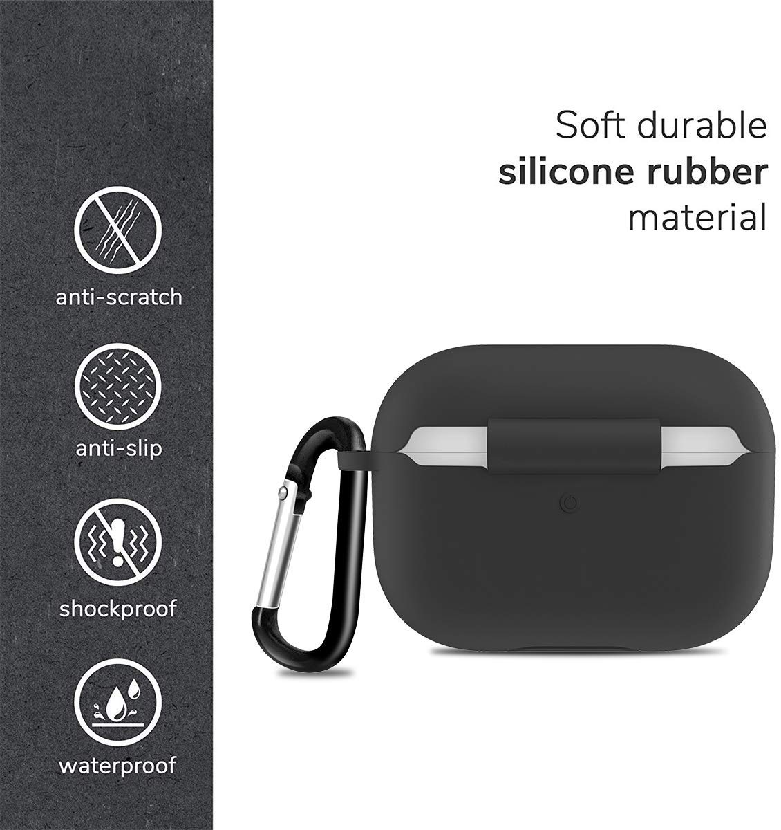 Luvvitt Durable Case with Key Ring Designed for Apple Airpods Pro Case (2019) - Black
