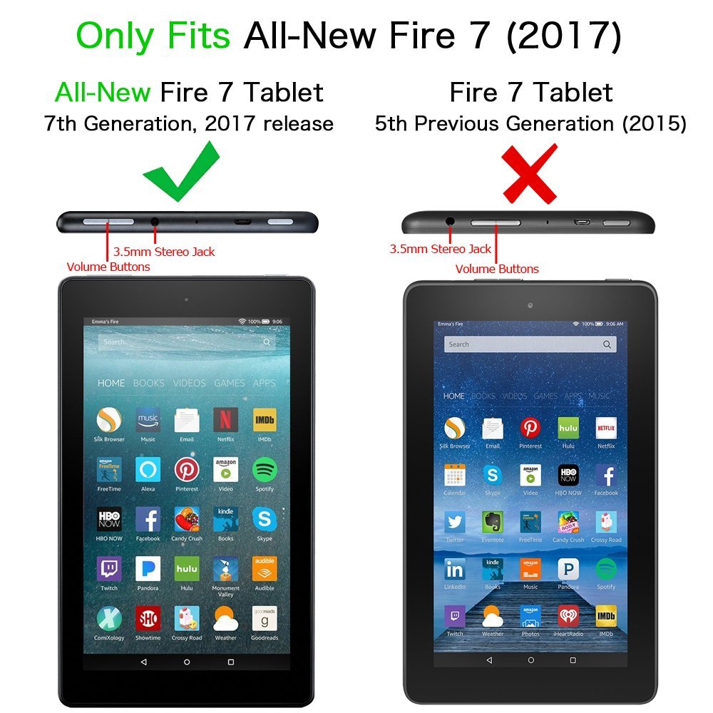 LUVVITT Case for Amazon Kindle Fire 7 Tablet (2107) - Blue