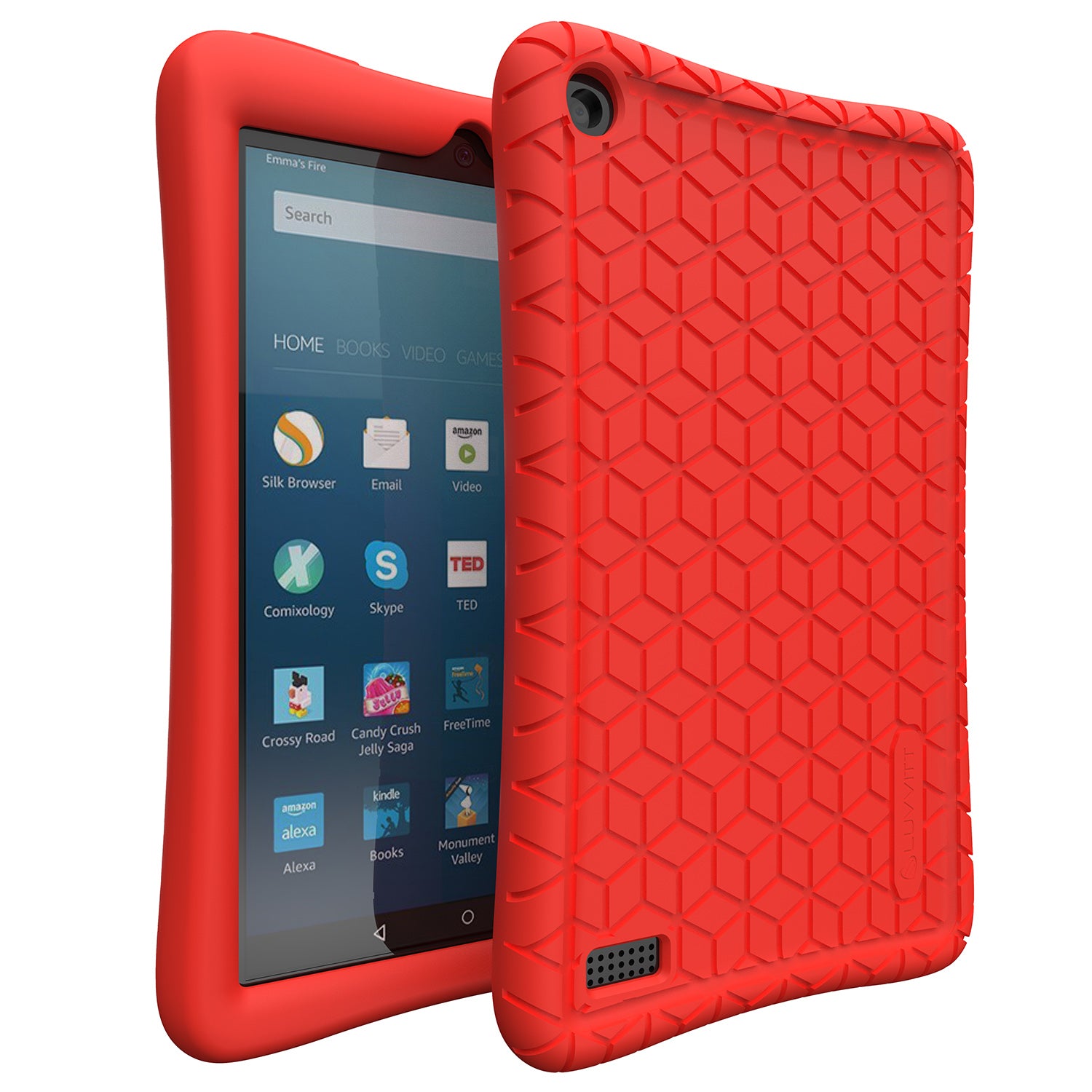 LUVVITT Case for Amazon Kindle Fire 7 Tablet (2107) - Red