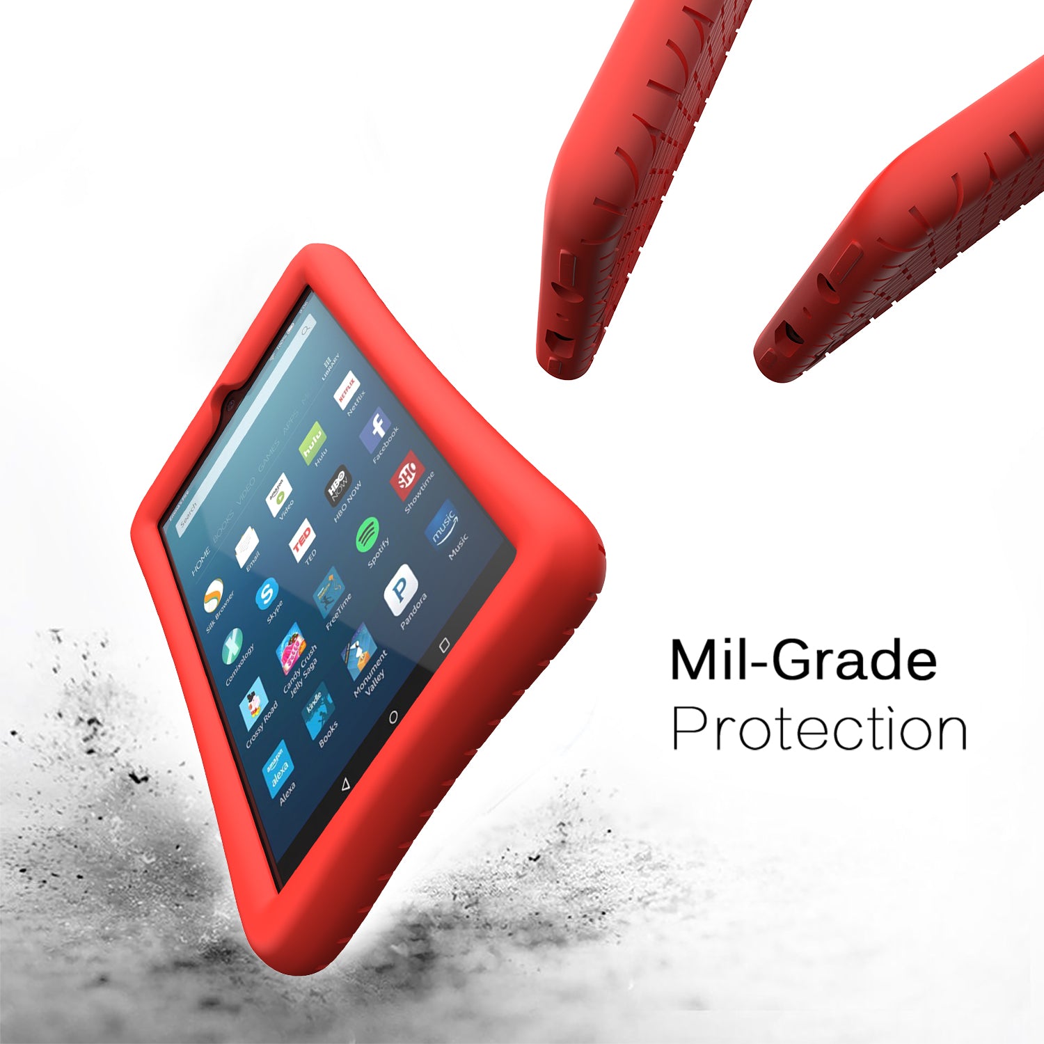 LUVVITT Case for Amazon Kindle Fire 7 Tablet (2107) - Red