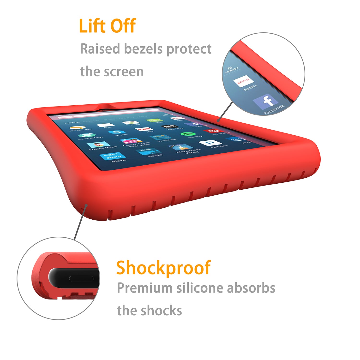 LUVVITT Case for Amazon Kindle Fire 7 Tablet (2107) - Red