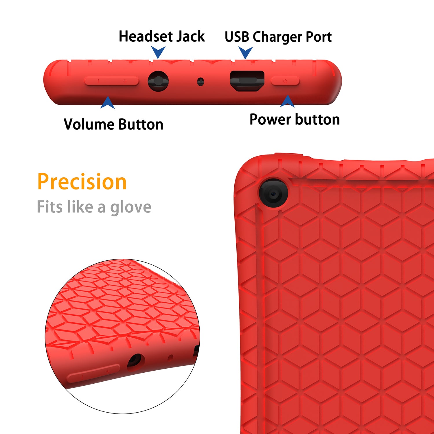 LUVVITT Case for Amazon Kindle Fire 7 Tablet (2107) - Red