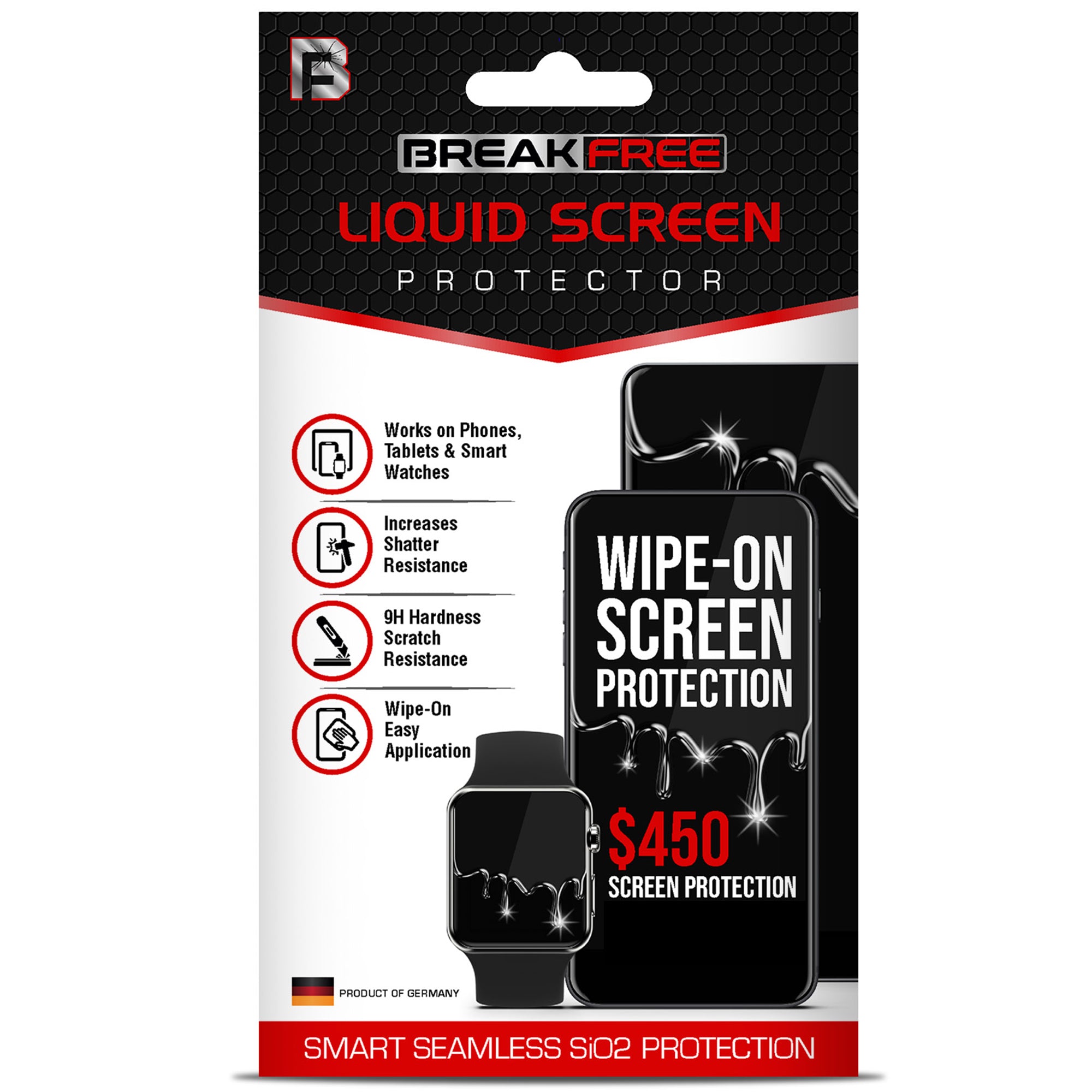 BREAK FREE Liquid Glass Screen Protector with $450 Guarantee for All Phones Tablets and Smart Watches