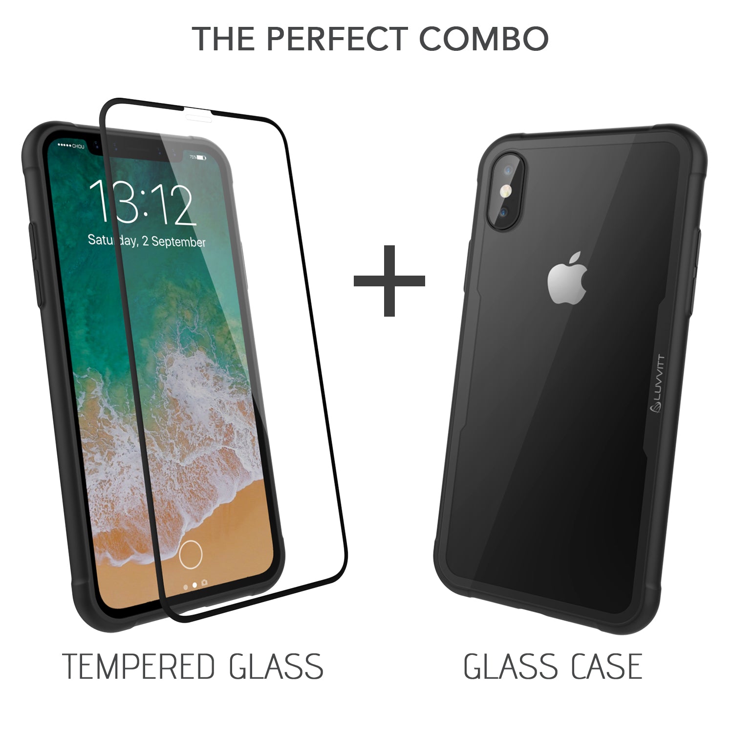 Clearview Case and Tempered Glass Screen Protector for iPhone X / XS - Clear