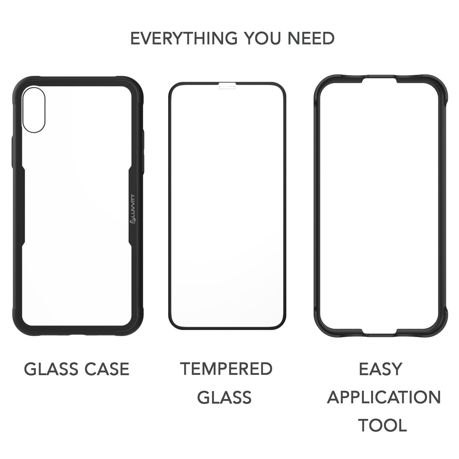 Clearview Case and Tempered Glass Screen Protector for iPhone X / XS - Clear