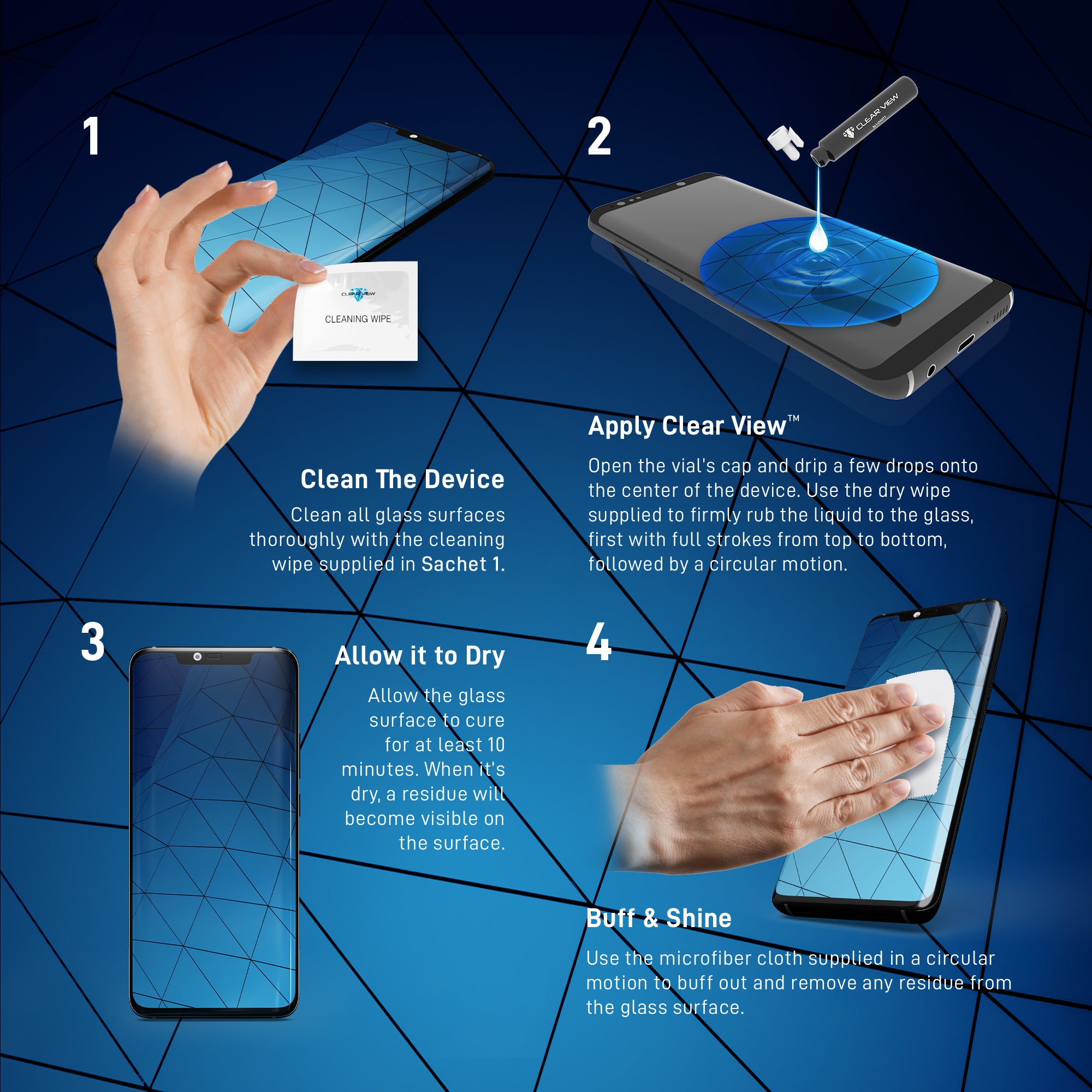 ClearView Liquid Glass Screen Protector for All Smartphones Tablets and Watches - Bottle