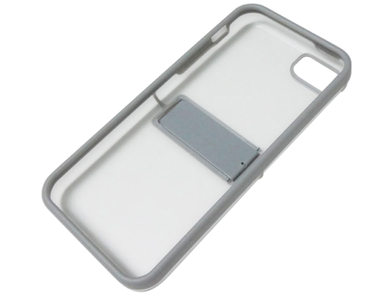 LUVVITT® HYBRID KICKSTAND Clear Back Bumper Case with stand - Clear / Gray