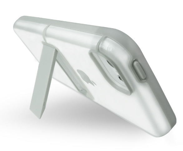 LUVVITT® HYBRID KICKSTAND Clear Back Bumper Case with stand - Clear / Gray