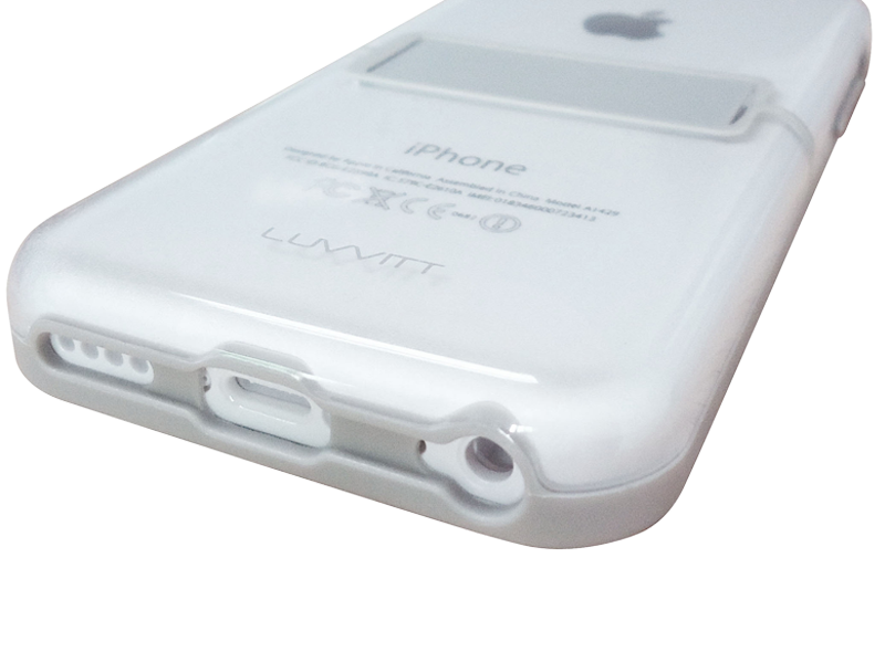 LUVVITT® HYBRID KICKSTAND Clear Back Bumper Case with stand - Clear / Gray