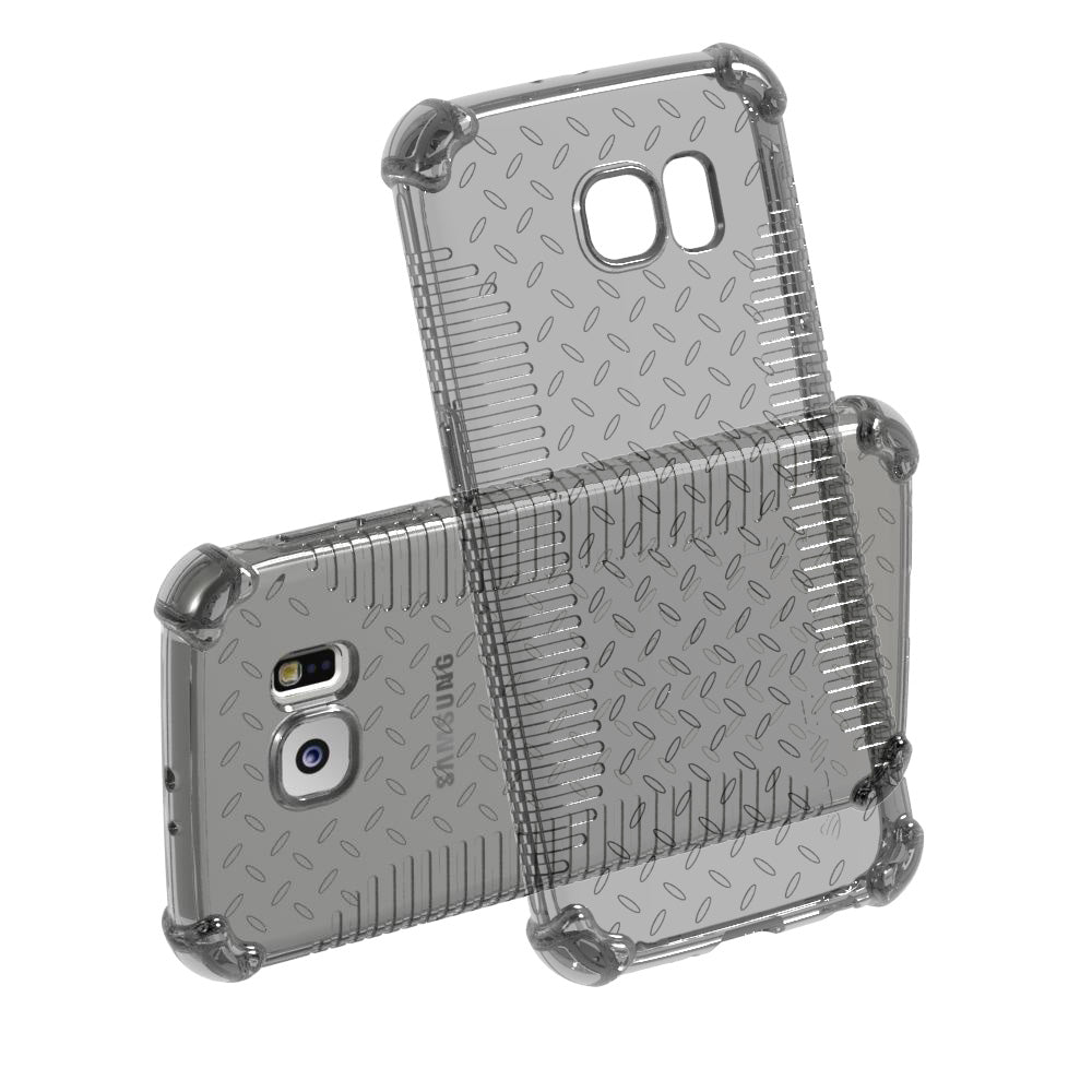 LUVVITT CLEAR GRIP Galaxy S6 Case | Slim Transparent TPU Rubber Case - Black