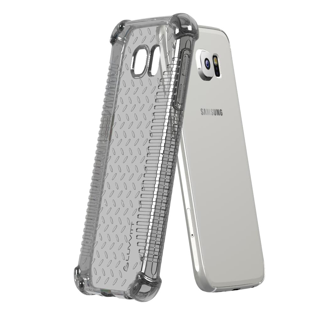 LUVVITT CLEAR GRIP Galaxy S6 Case | Slim Transparent TPU Rubber Case - Black