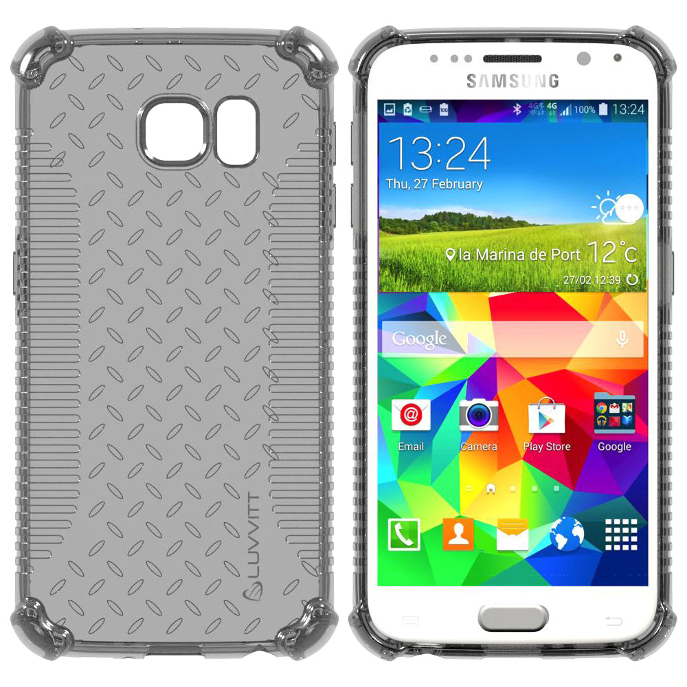 LUVVITT CLEAR GRIP Galaxy S6 Case | Slim Transparent TPU Rubber Case - Black