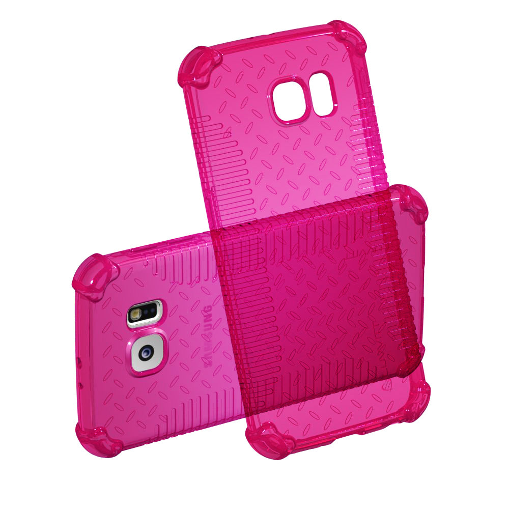 LUVVITT CLEAR GRIP Galaxy S6 Case | Slim Transparent TPU Rubber Case - Pink