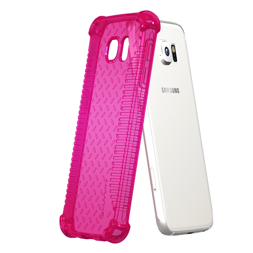 LUVVITT CLEAR GRIP Galaxy S6 Case | Slim Transparent TPU Rubber Case - Pink