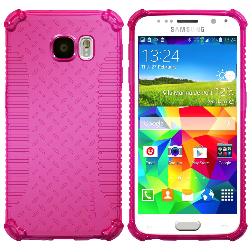 LUVVITT CLEAR GRIP Galaxy S6 Case | Slim Transparent TPU Rubber Case - Pink