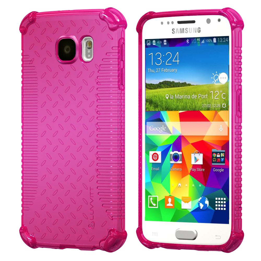 LUVVITT CLEAR GRIP Galaxy S6 Case | Slim Transparent TPU Rubber Case - Pink