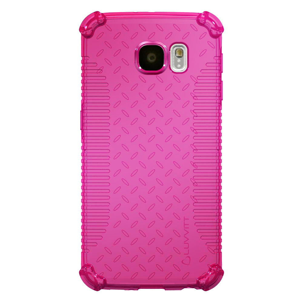 LUVVITT CLEAR GRIP Galaxy S6 Case | Slim Transparent TPU Rubber Case - Pink