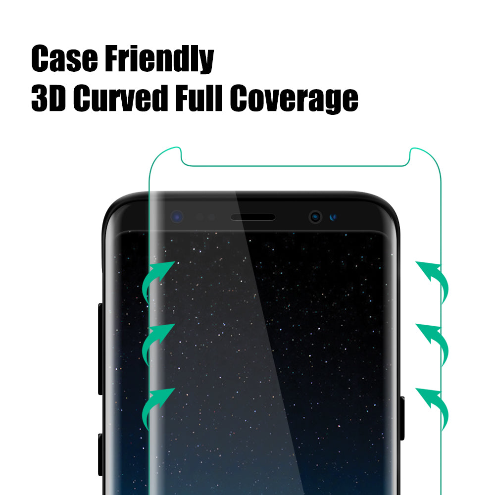 LUVVITT TEMPERED GLASS Screen Protector ( Case Friendly ) for Galaxy S8 - Black