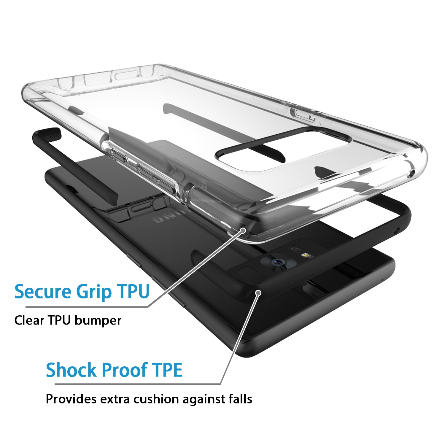 LUVVITT PROOFTECH Shockproof Case for Samsung Galaxy Note 8 - Clear / Black