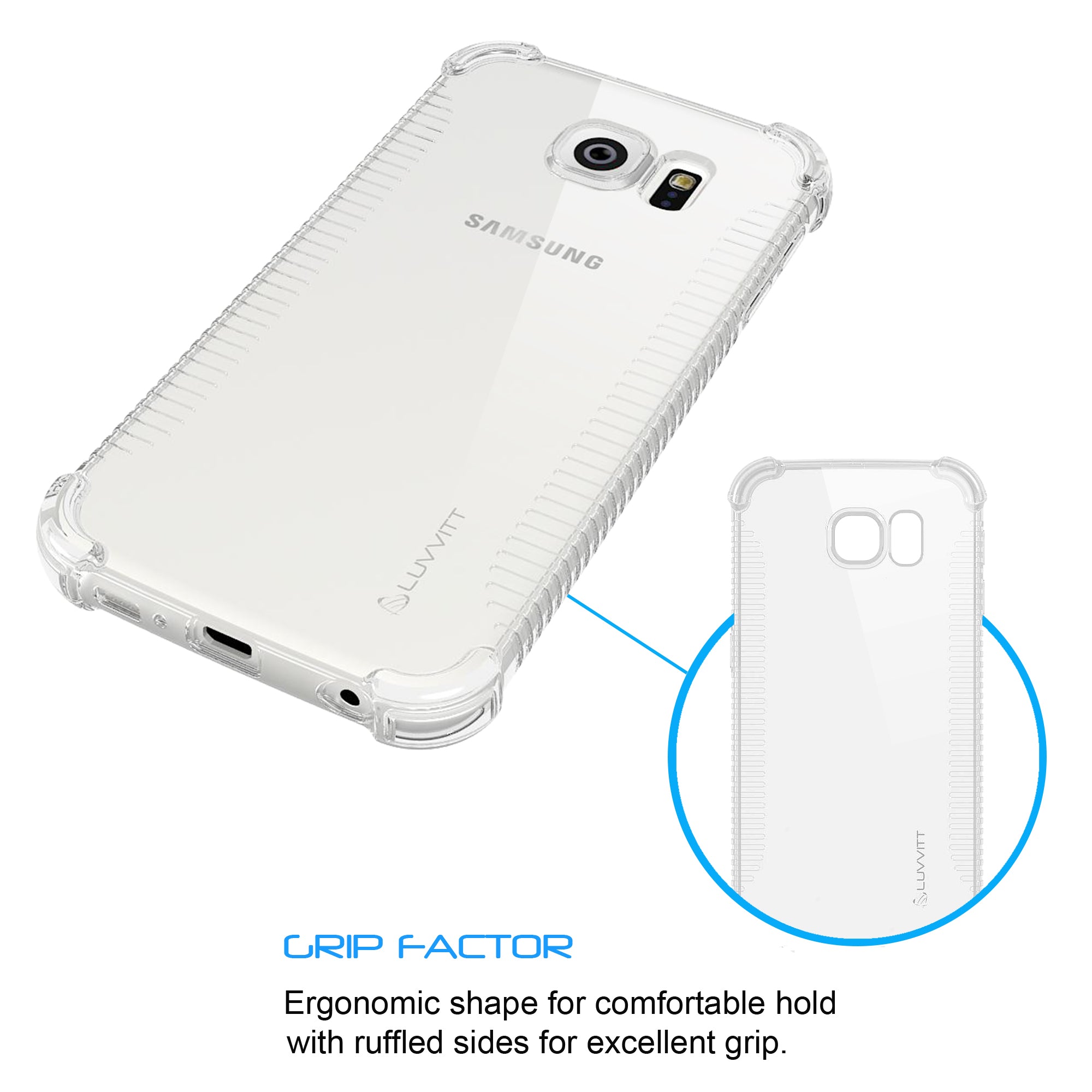 LUVVITT CLEAR GRIP Galaxy S7 Case | Slim Transparent TPU Rubber Case - Clear