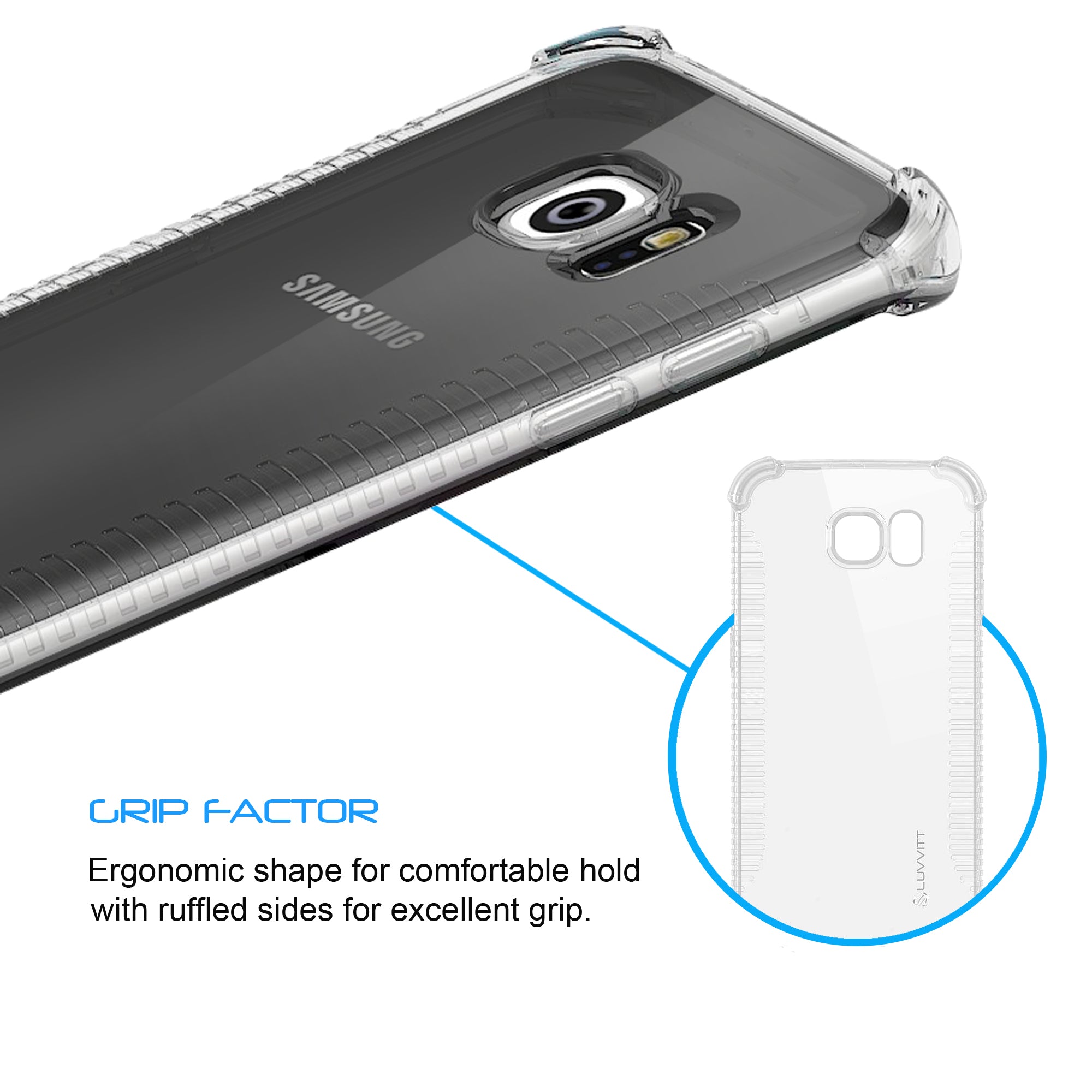 LUVVITT CLEAR GRIP Galaxy S7 Edge Case Slim Transparent TPU Rubber Case - Clear