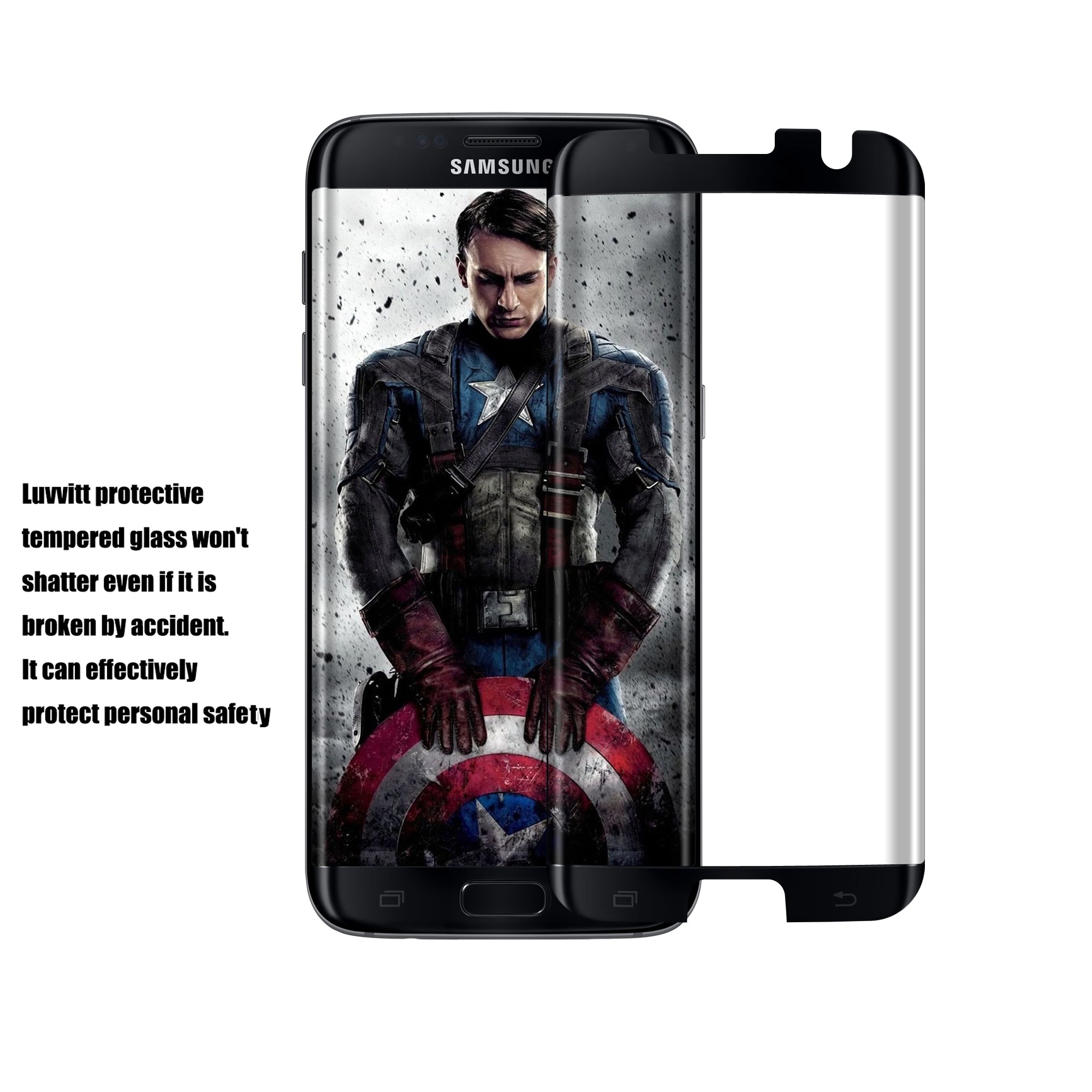LUVVITT TEMPERED GLASS Screen Protector for Samsung Galaxy S7 Edge - Black Onyx