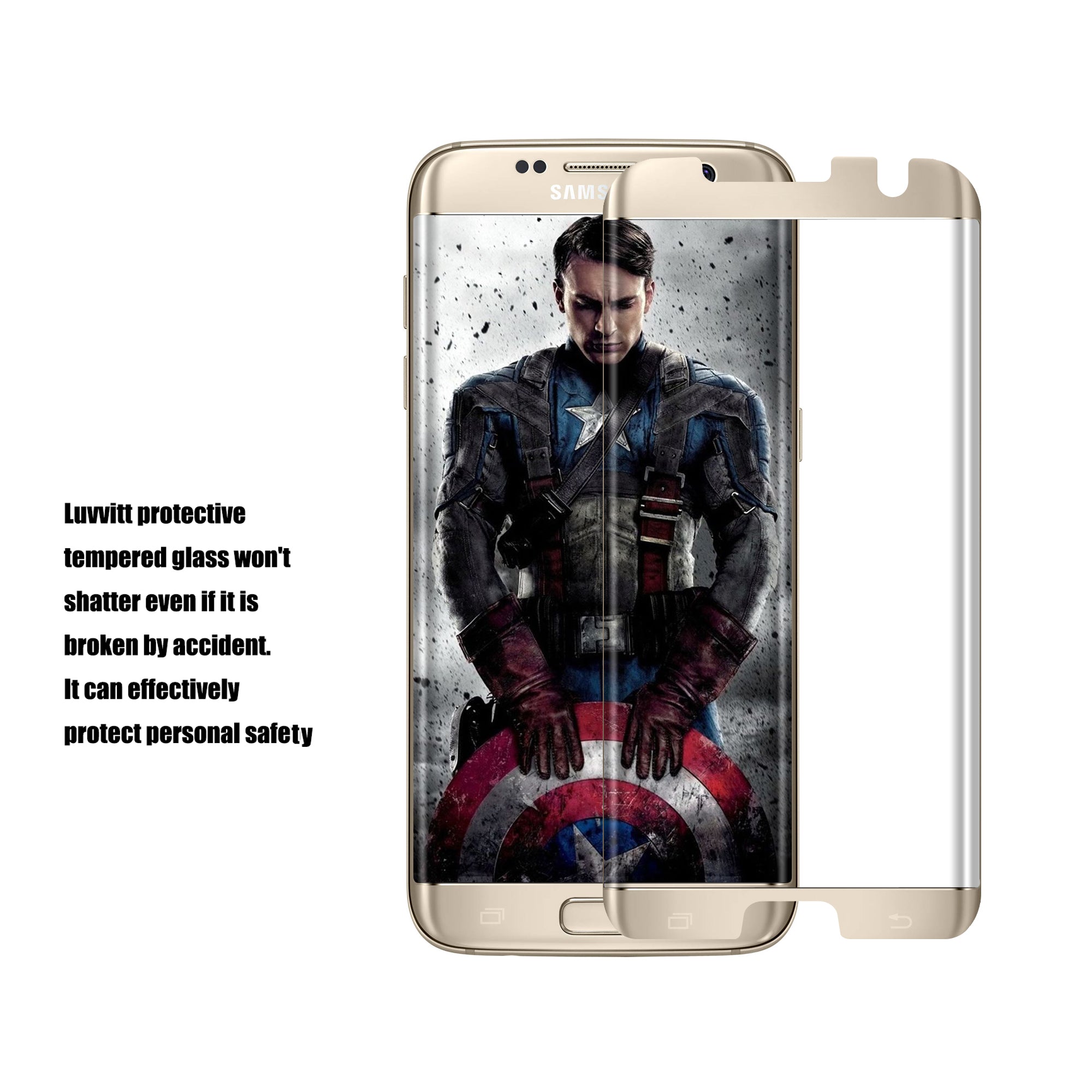 LUVVITT TEMPERED GLASS Screen Protector for Samsung Galaxy S7 Edge - Gold