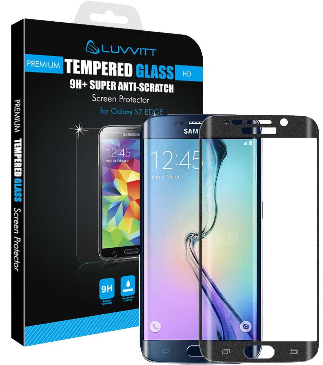 LUVVITT TEMPERED GLASS Screen Protector for Samsung Galaxy S7 Edge - Black Onyx