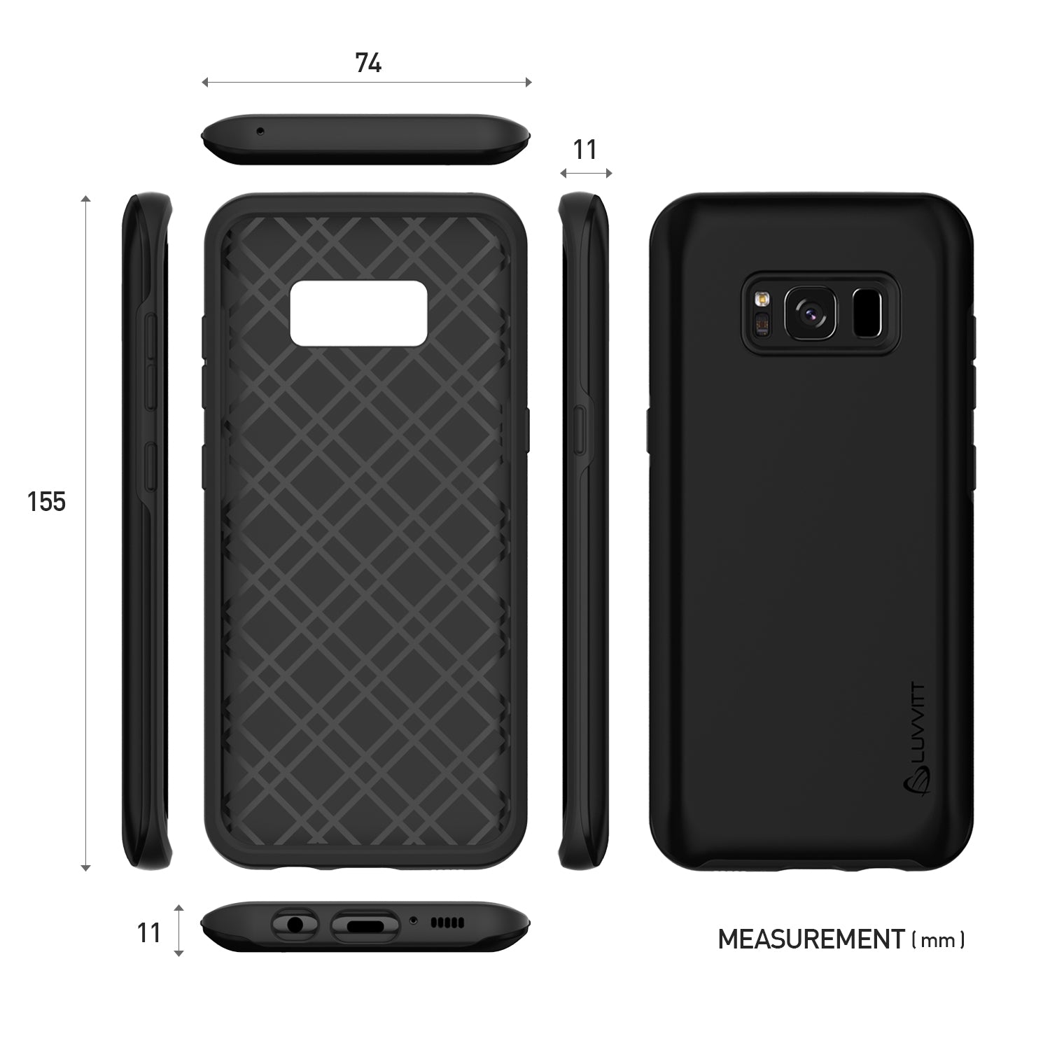 LUVVITT SUPER ARMOR Dual Layer Shock Proof Case for Galaxy S8 Plus - Black