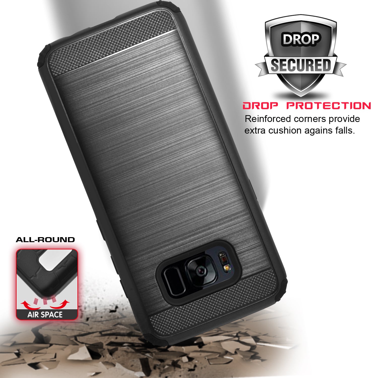 LUVVITT ULTRA ARMOR Dual Layer Shock Proof Case for Galaxy S8 - Black