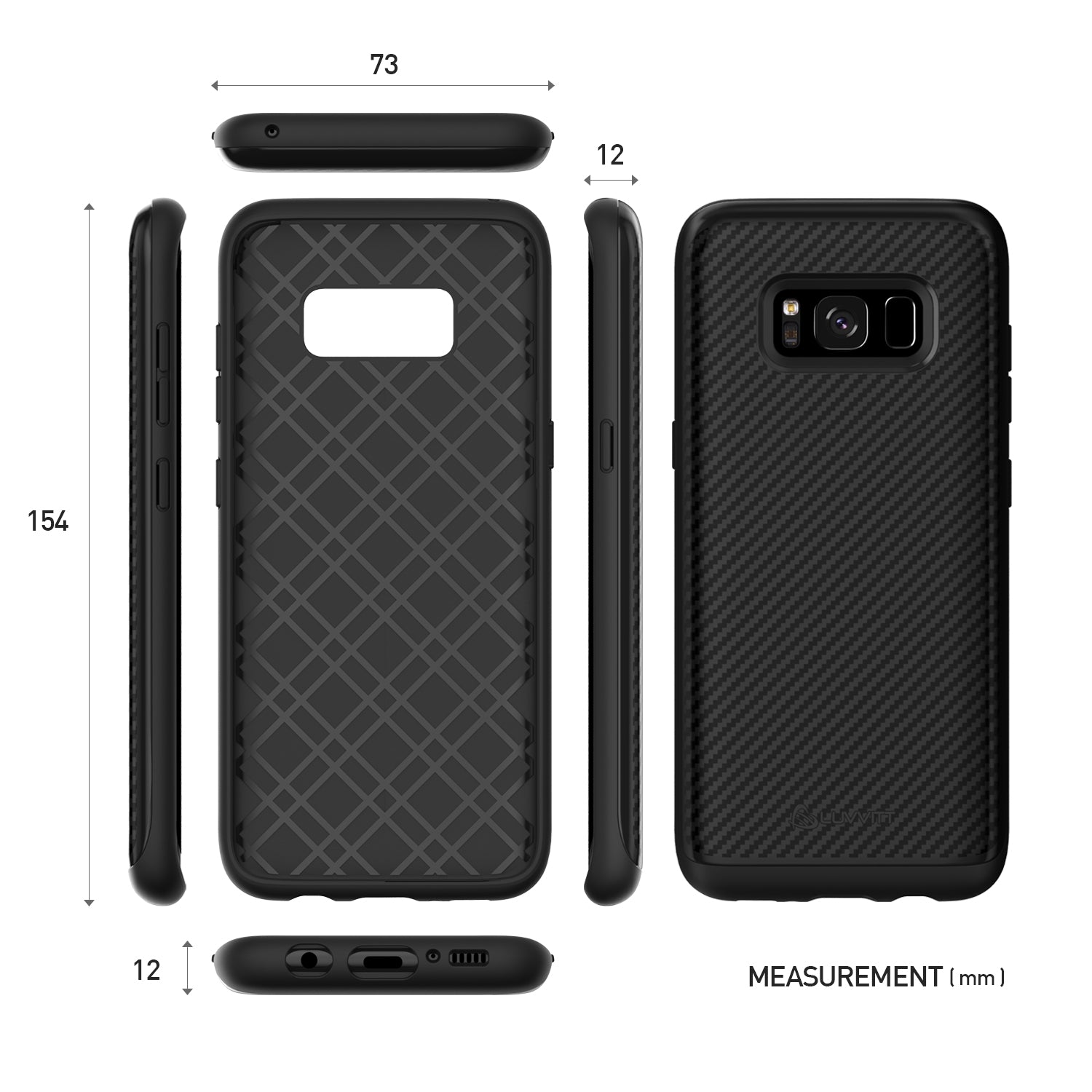 LUVVITT Sleek Armor WALLET Dual Layer Shock Proof Case for Galaxy S8 - Black