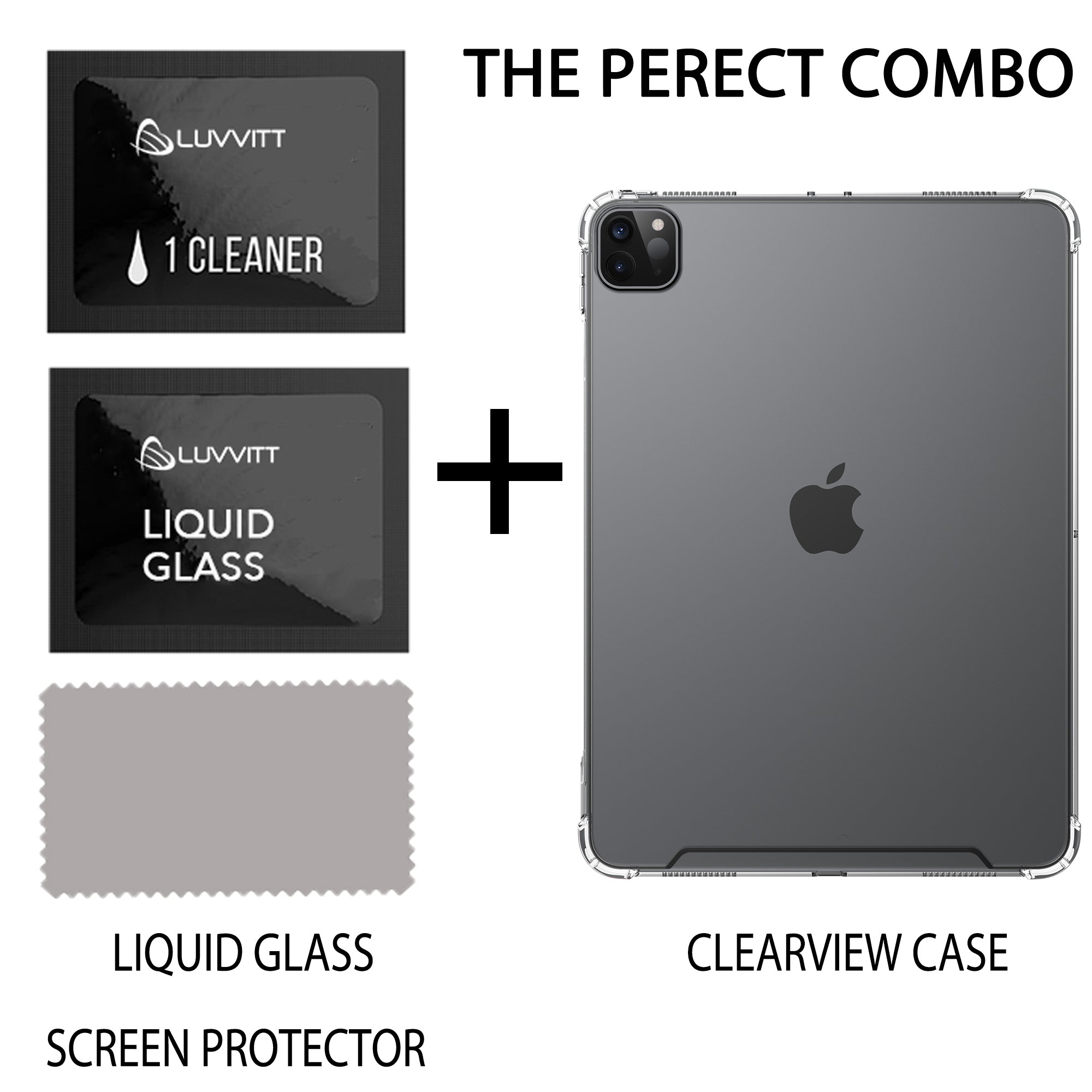 iPad Pro 12.9 Case 2020 Luvvitt Clear View Case and Liquid Glass Screen Protector